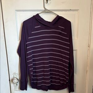 Purple Striped Long Sleeve Hooded Tee